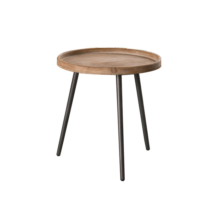 Rustic Solid Wood 3 Legs Tray Top Round Distressed Living Room Side Table