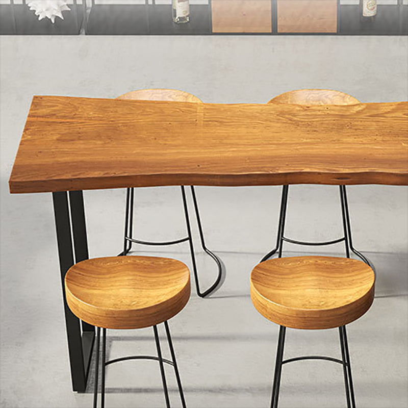 Industrial Bar Table Set 1/4/7 Pieces Solid Wood Counter Table with Backless Stools