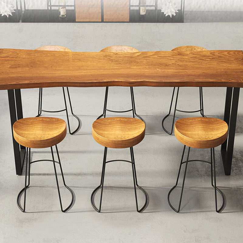 Industrial Bar Table Set 1/4/7 Pieces Solid Wood Counter Table with Backless Stools