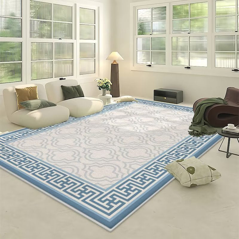 Light Grey Modern Rug Polyester Line Area Rug Washable Rug for Drawing Room