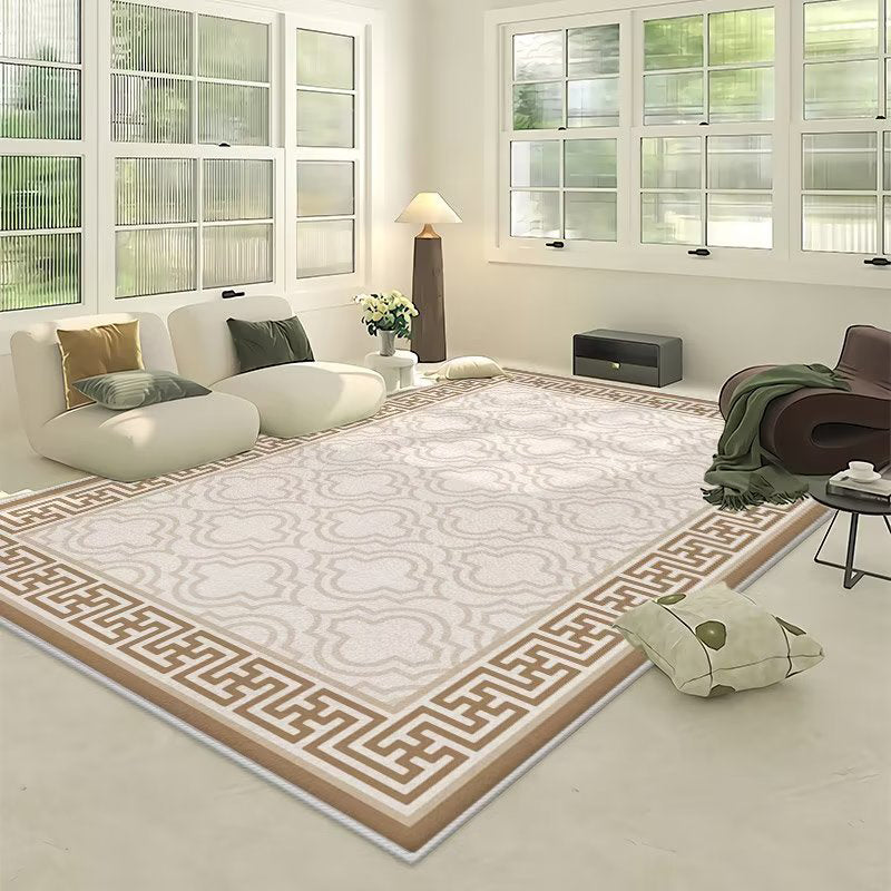 Light Grey Modern Rug Polyester Line Area Rug Washable Rug for Drawing Room