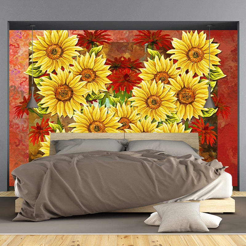 Decorative Wall Mural Wallpaper Hand Painted Plants Sitting Room Wall Mural