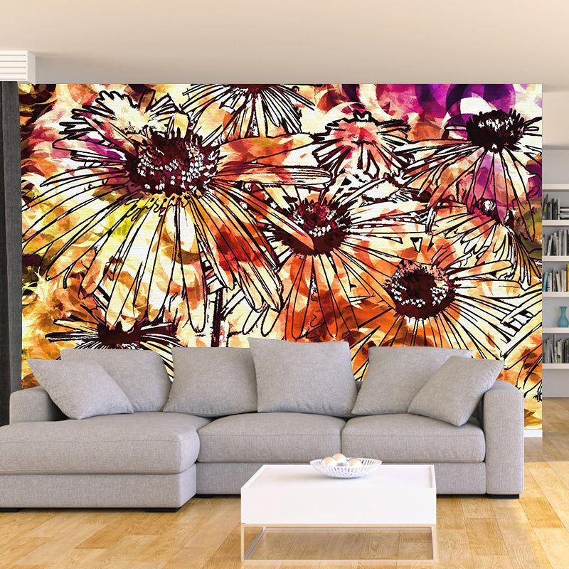 Decorative Wall Mural Wallpaper Hand Painted Plants Sitting Room Wall Mural