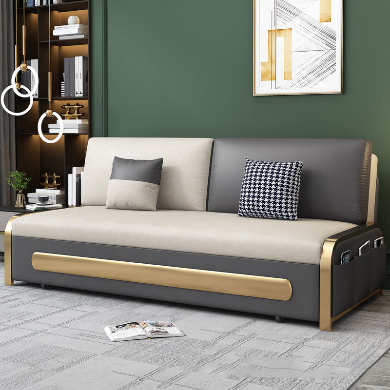 Contemporary 35.43" H Faux Leather Armless Sofa Bed For Living Room