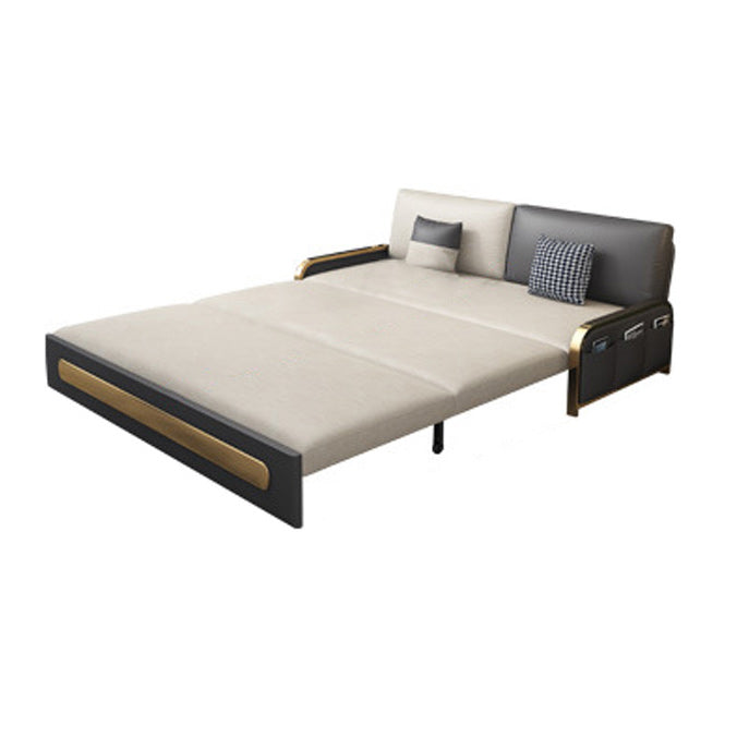 Contemporary 35.43" H Faux Leather Armless Sofa Bed For Living Room