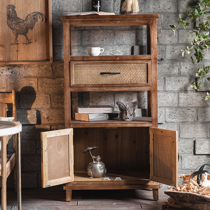 Industrial Wood Drawers Included Cabinet Distressed Brown Accent Cabinet