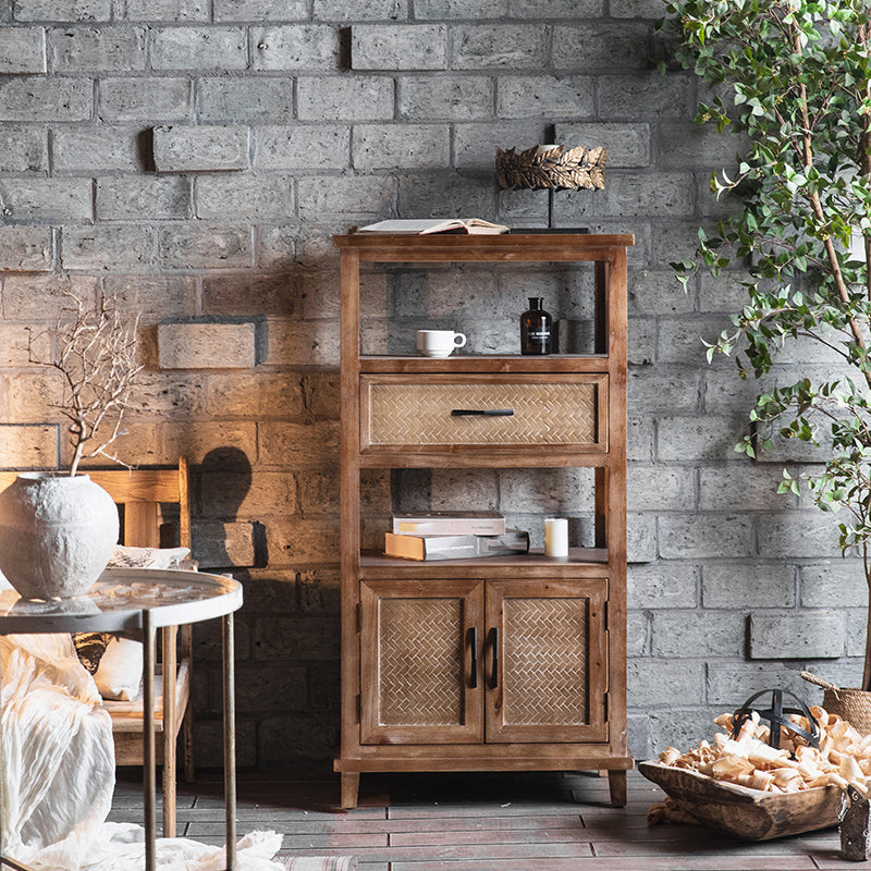 Industrial Wood Drawers Included Cabinet Distressed Brown Accent Cabinet