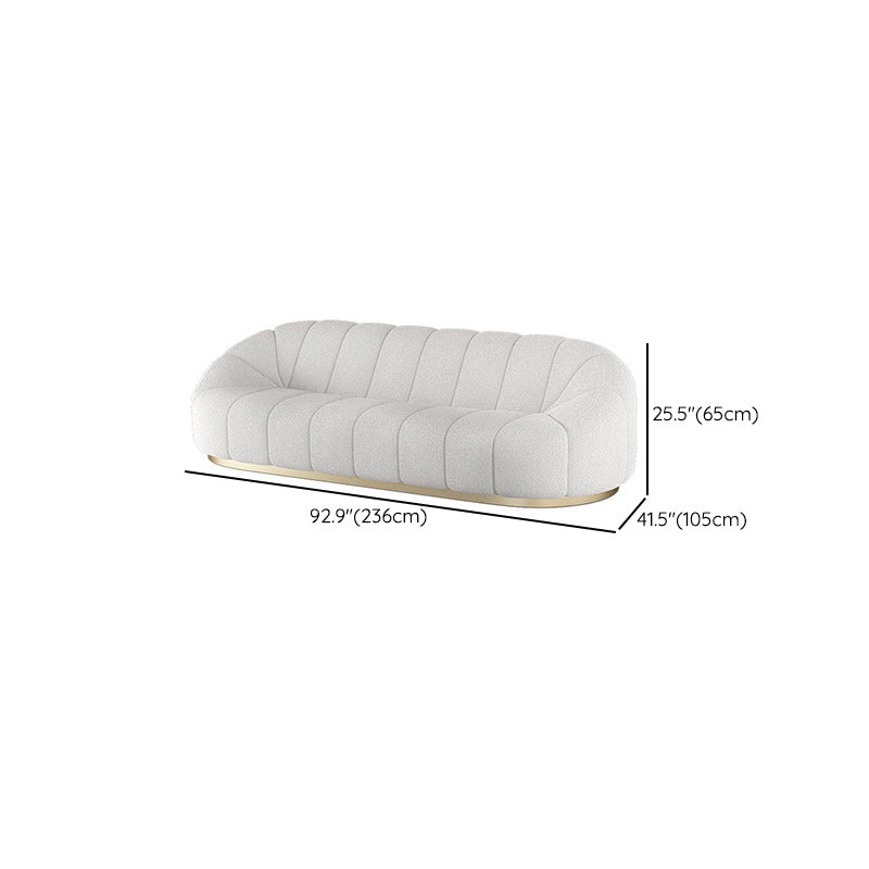 Contemporary Wool Standard Sofa, Sloped Arm Sewn Pillow Back Seating in White