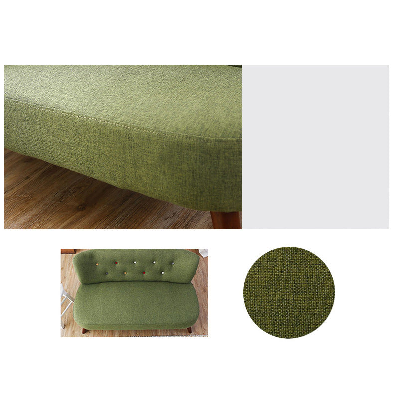 Contemporary Cotton Armless Sofa with Tufted Back and Solid Wood Legs