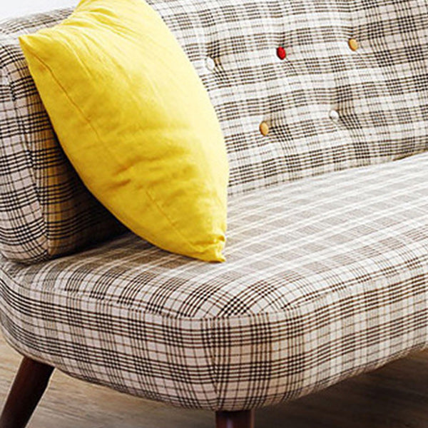 Contemporary Cotton Armless Sofa with Tufted Back and Solid Wood Legs