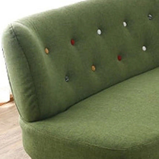 Contemporary Cotton Armless Sofa with Tufted Back and Solid Wood Legs
