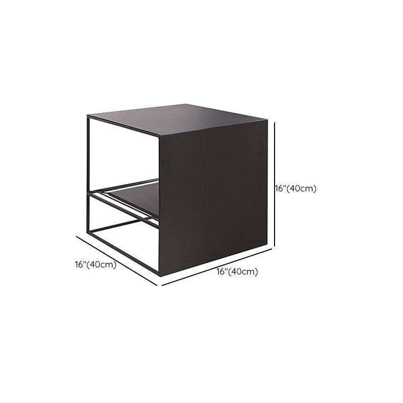 Square Nesting Coffee Table Set Metal Frame Coffee Cocktail Table with Shelf