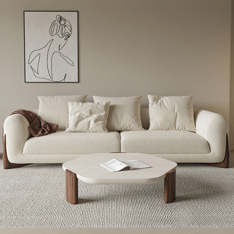 Modern Style Living Room Tuxedo Arm Settee Tight Back Seating in White