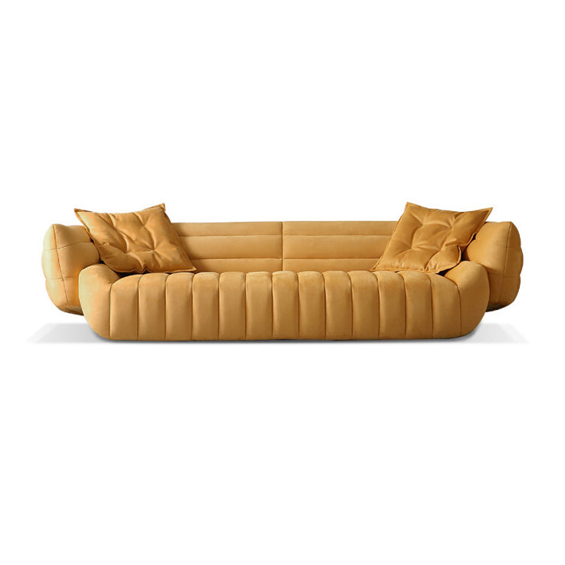 Tuxedo Arm Sofa Sewn Pillow Back Standard Seating in Orange