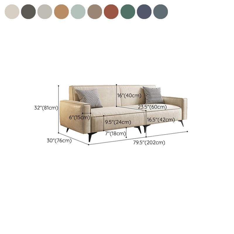 Contemporary 31.49" H Faux Leather Square Arm Sofa for Living Room