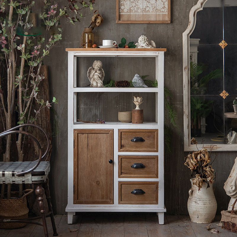 Wood 1 - Door Accent Cabinet Distressed Brown Shelves Included Chest with Drawers