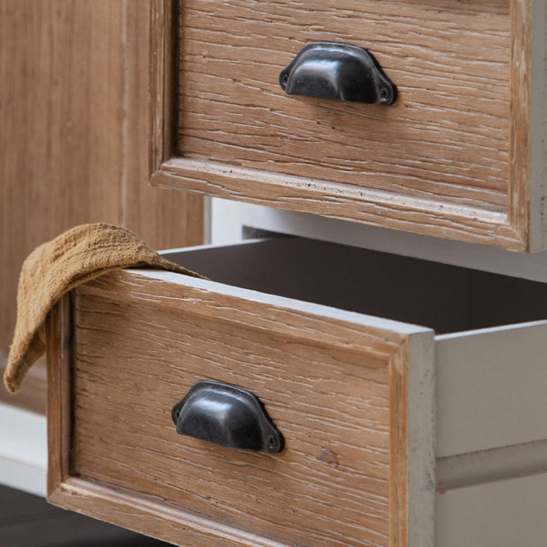 Wood 1 - Door Accent Cabinet Distressed Brown Shelves Included Chest with Drawers