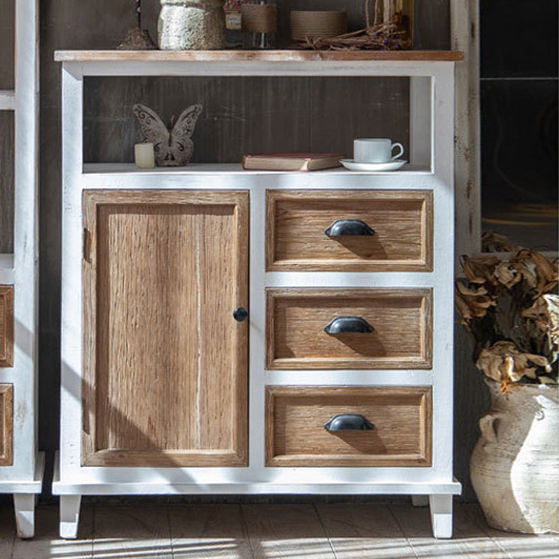Wood 1 - Door Accent Cabinet Distressed Brown Shelves Included Chest with Drawers