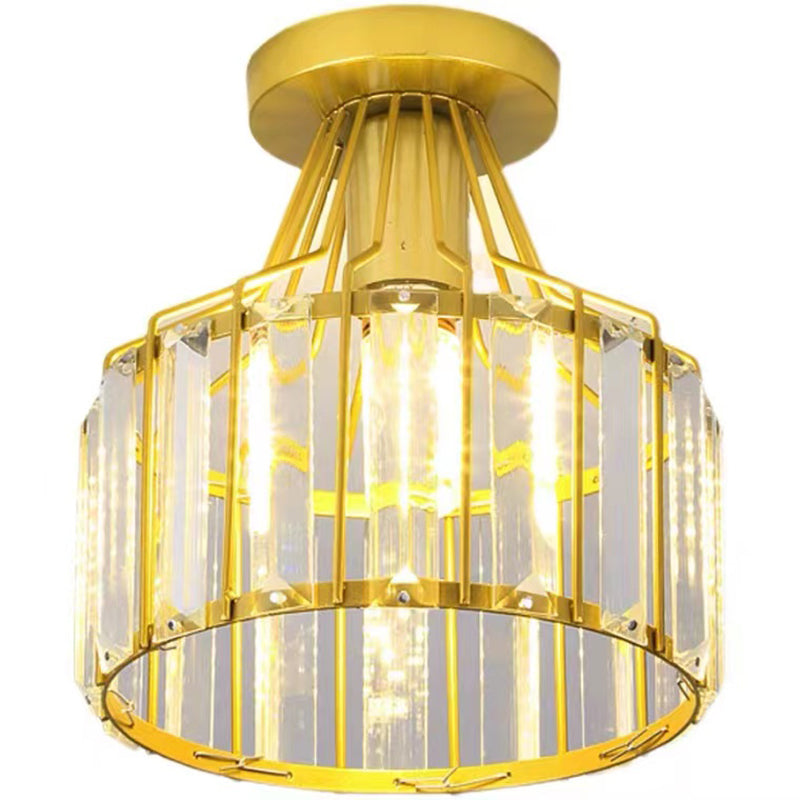 Crystal Cylinder Semi Mount Lighting Simplicity 1 Light Semi Flush Mount