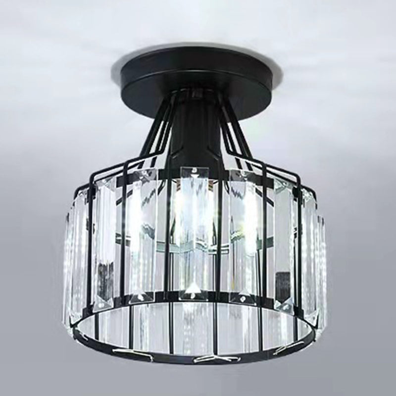 Crystal Cylinder Semi Mount Lighting Simplicity 1 Light Semi Flush Mount
