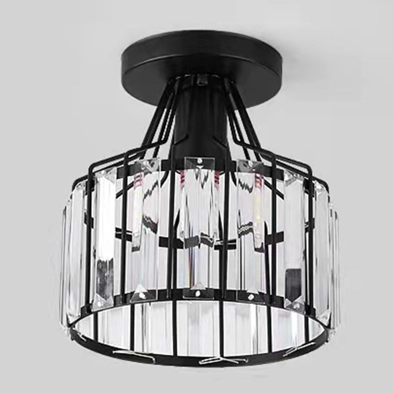 Crystal Cylinder Semi Mount Lighting Simplicity 1 Light Semi Flush Mount