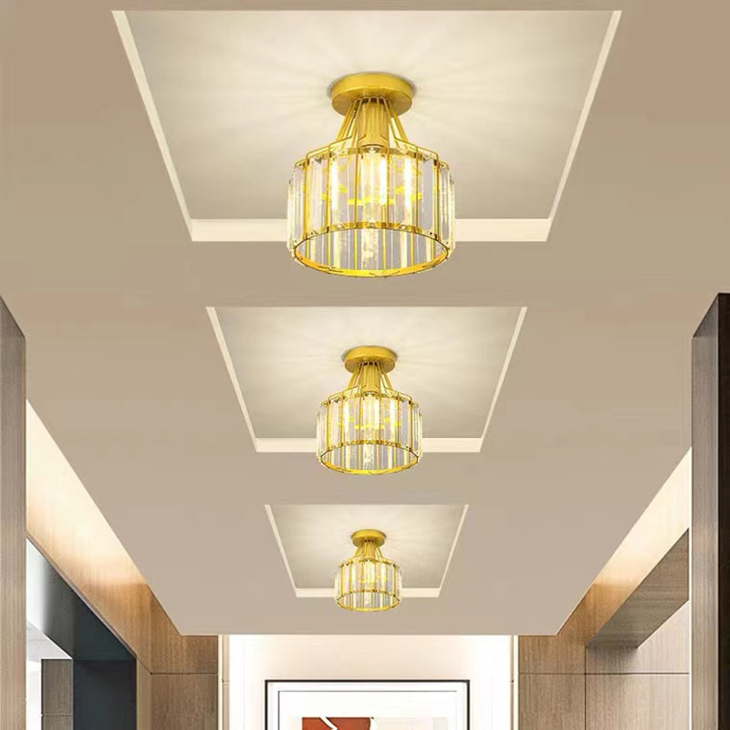 Crystal Cylinder Semi Mount Lighting Simplicity 1 Light Semi Flush Mount