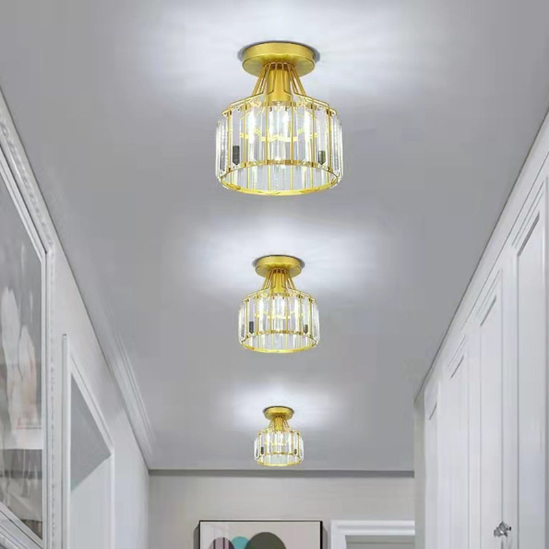 Crystal Cylinder Semi Mount Lighting Simplicity 1 Light Semi Flush Mount