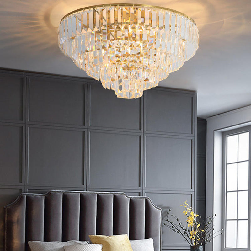 Geometric Flush Mount Light Fixture Modern Crystal Flush Mount Fixture in Clear