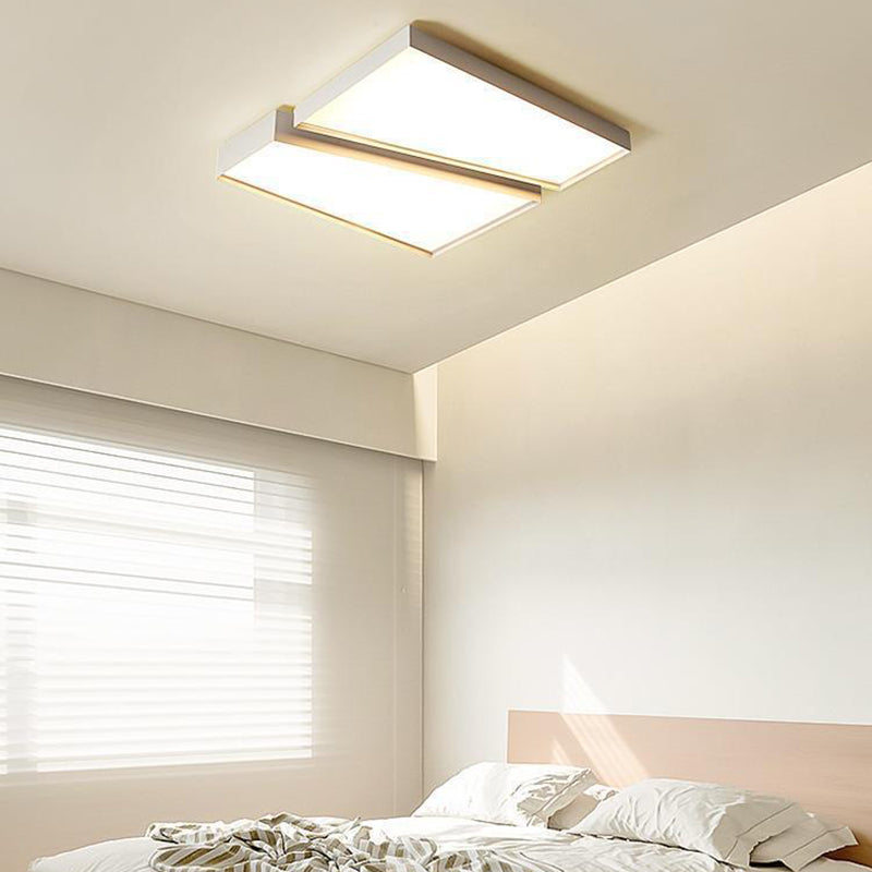 Geometric Interior LED Flush Mount in White Minimalist Iron Ceiling Flush