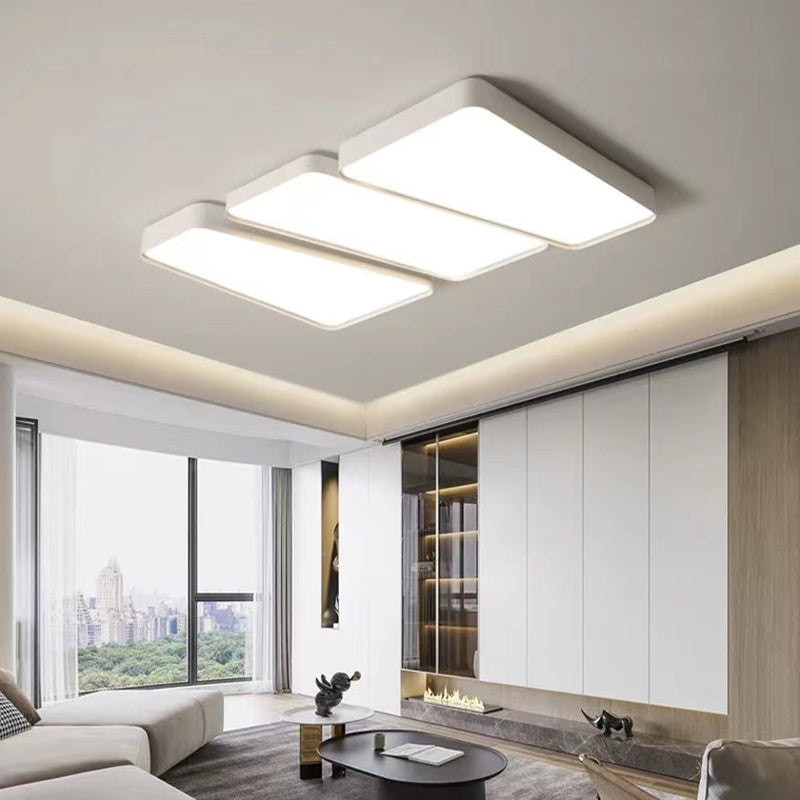 Geometric Interior LED Flush Mount in White Minimalist Iron Ceiling Flush