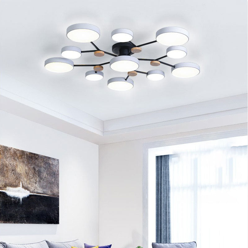 Multiple-Light Drum Flush Light Modern Metal Flush Mount Ceiling Light