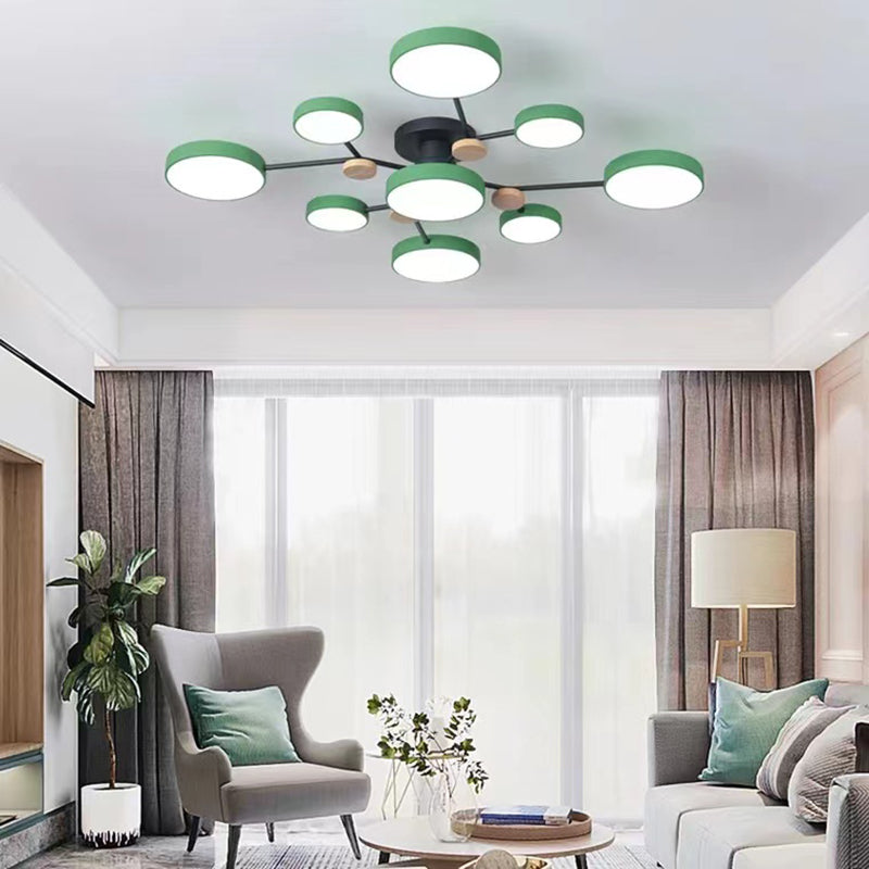 Multiple-Light Drum Flush Light Modern Metal Flush Mount Ceiling Light