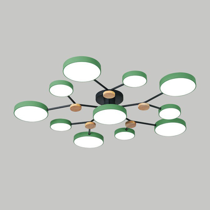 Multiple-Light Drum Flush Light Modern Metal Flush Mount Ceiling Light