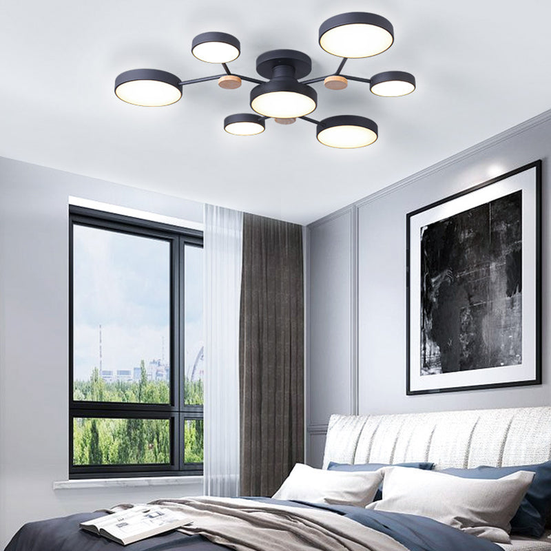 Multiple-Light Drum Flush Light Modern Metal Flush Mount Ceiling Light