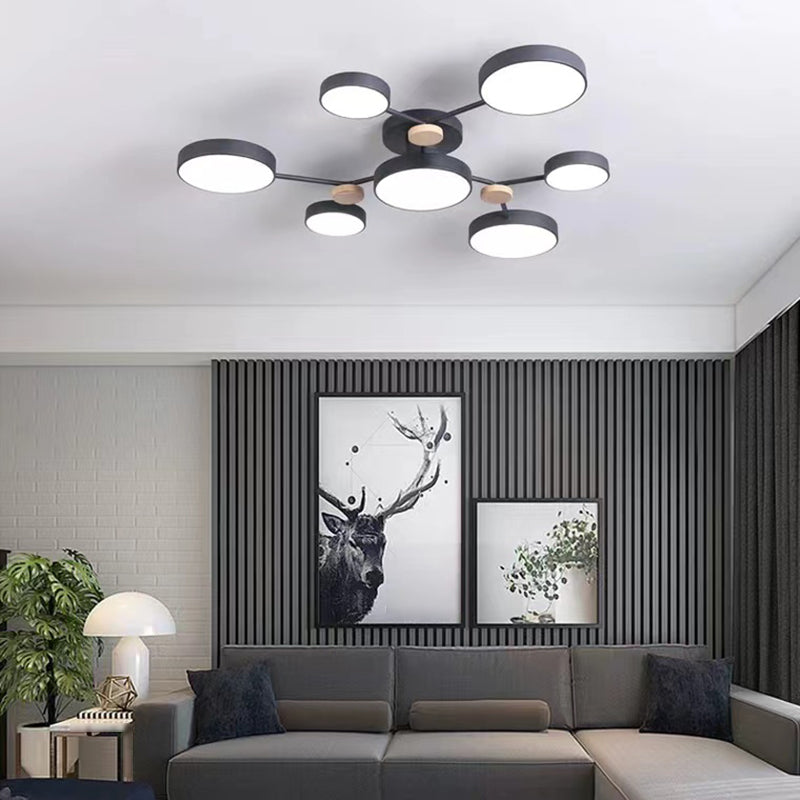 Multiple-Light Drum Flush Light Modern Metal Flush Mount Ceiling Light