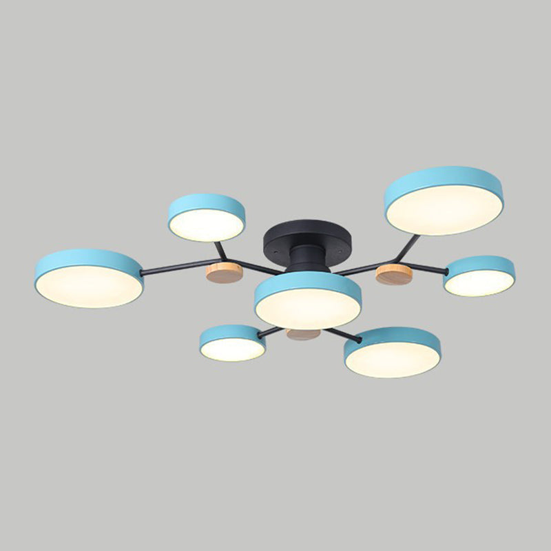Multiple-Light Drum Flush Light Modern Metal Flush Mount Ceiling Light