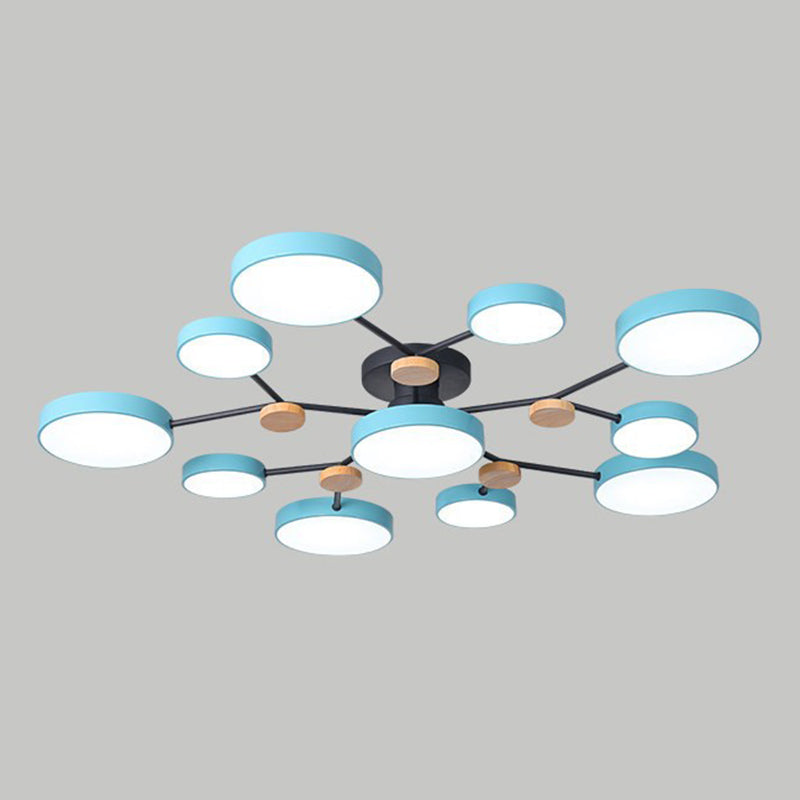 Multiple-Light Drum Flush Light Modern Metal Flush Mount Ceiling Light