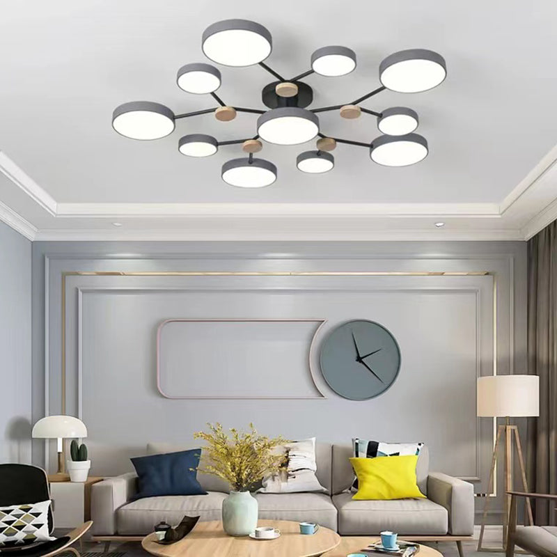 Multiple-Light Drum Flush Light Modern Metal Flush Mount Ceiling Light