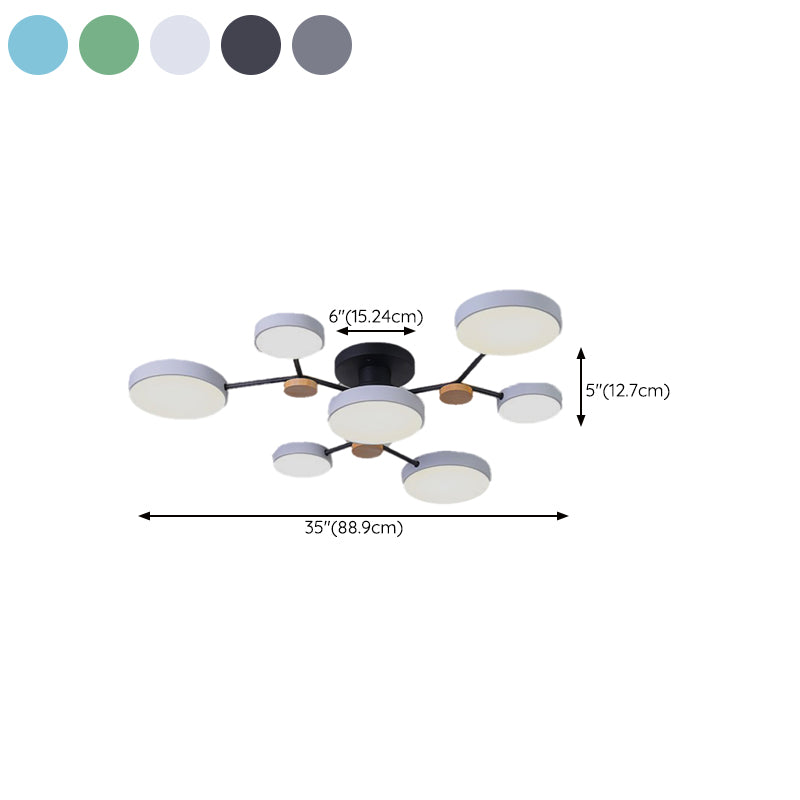 Multiple-Light Drum Flush Light Modern Metal Flush Mount Ceiling Light