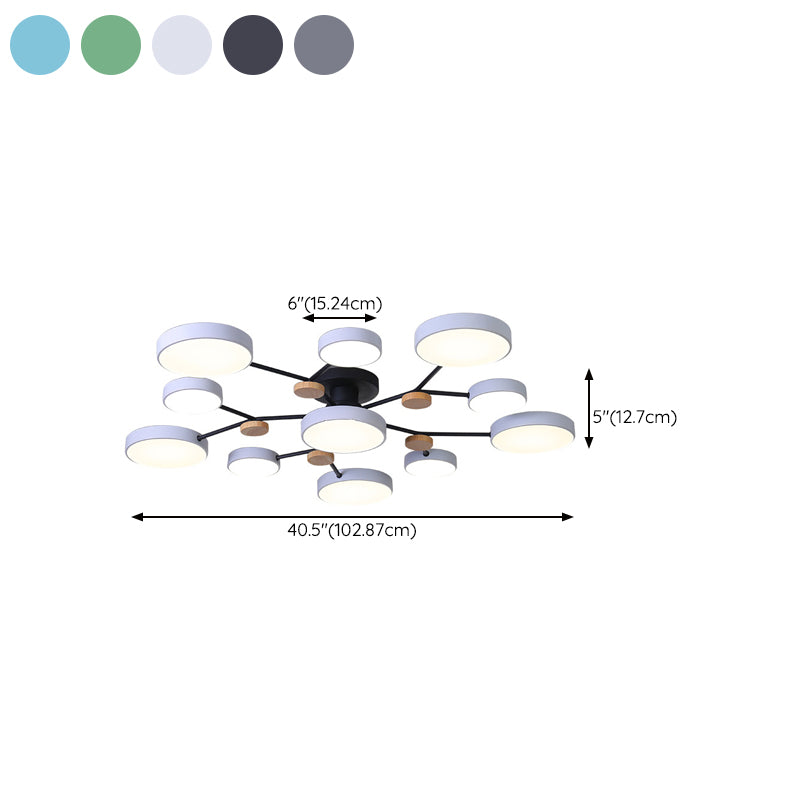 Multiple-Light Drum Flush Light Modern Metal Flush Mount Ceiling Light