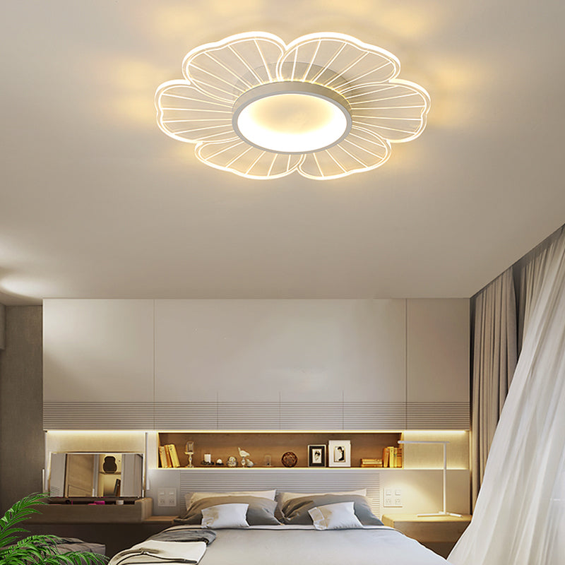 Flower Shape Flush Mount Modern Style Acrylic 1 Lights Led Flush Mount in White