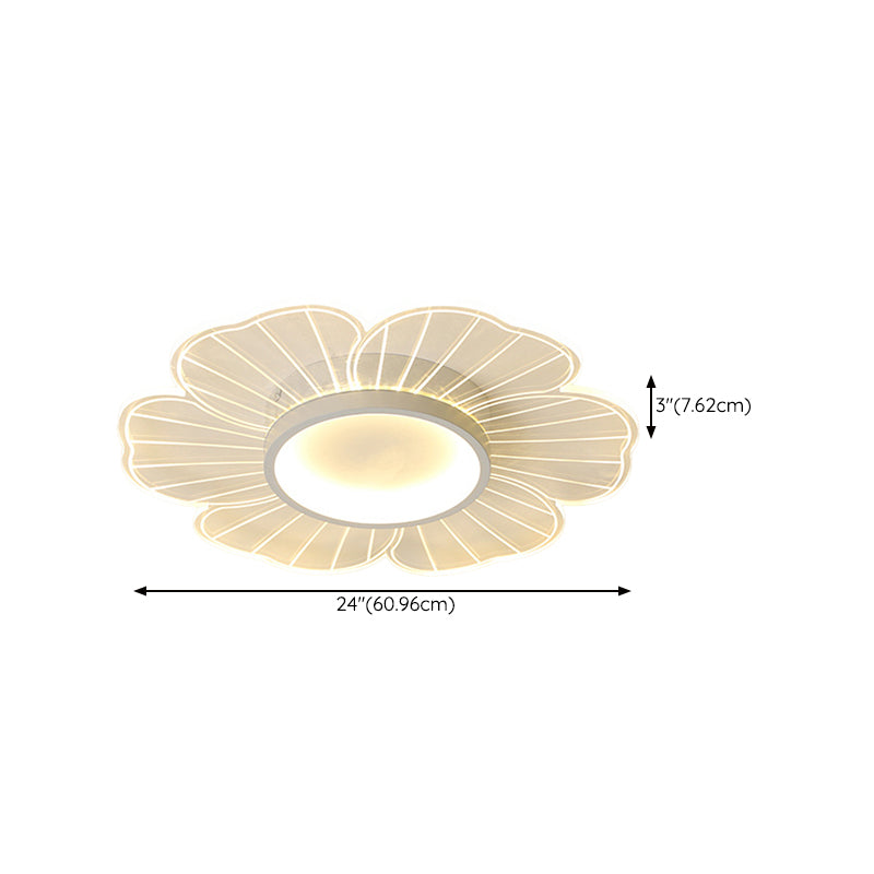 Flower Shape Flush Mount Modern Style Acrylic 1 Lights Led Flush Mount in White