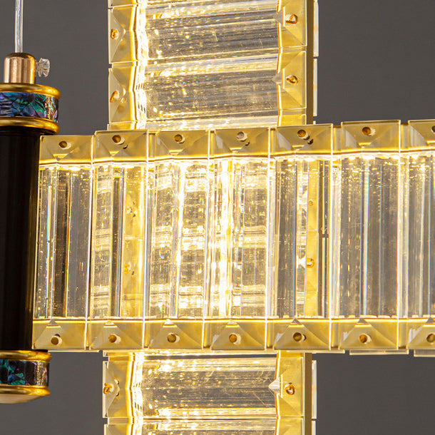 Contemporary Island Light Fixtures Linear LED Hanging Lamp with Crystal for Dining Room