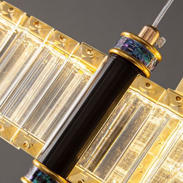 Contemporary Island Light Fixtures Linear LED Hanging Lamp with Crystal for Dining Room