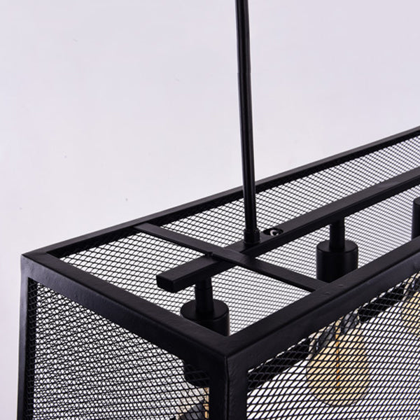 Rectangular Shape Pendant Lighting Modern Style Metal 4 Lights Hanging Lamp in Black