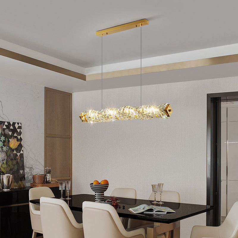 Single Modernism Golden Ceiling Light Crystal Kitchen Island Lighting