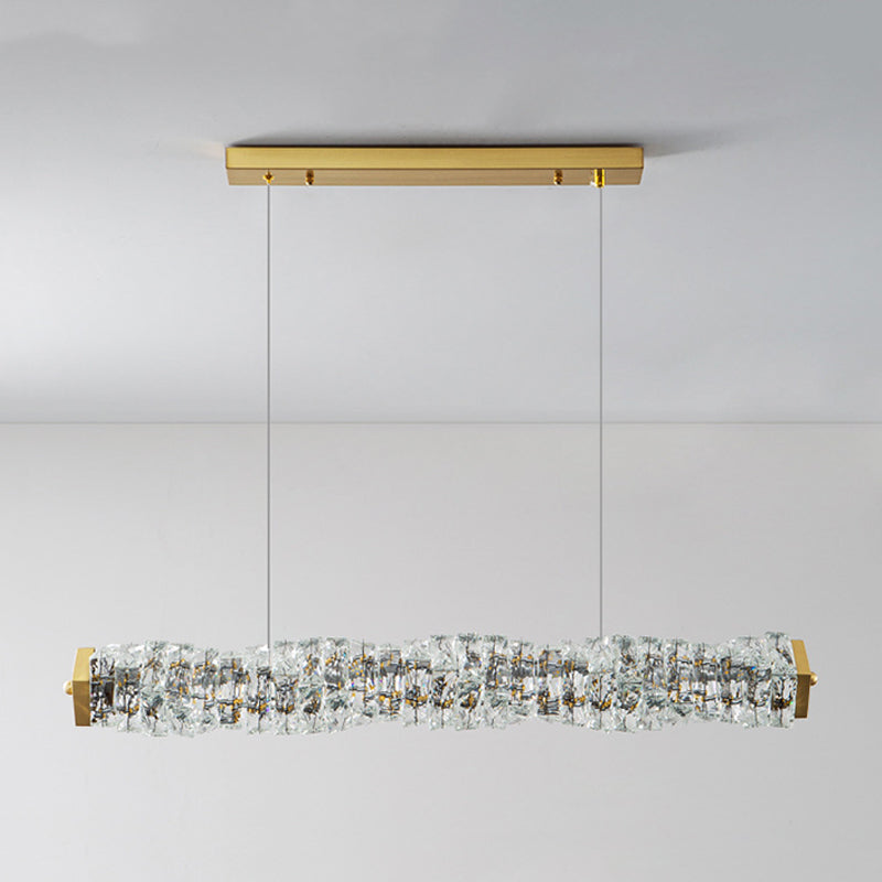 Single Modernism Golden Ceiling Light Crystal Kitchen Island Lighting