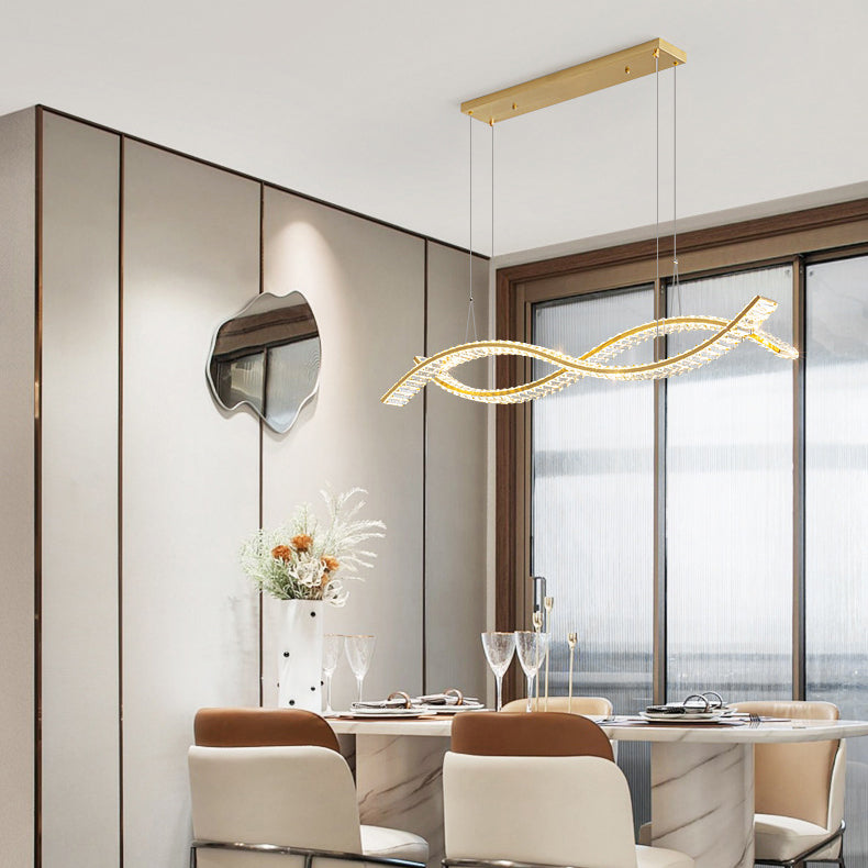 Modern 1/2-Light Golden Kitchen Island Lighting LED Ceiling Light