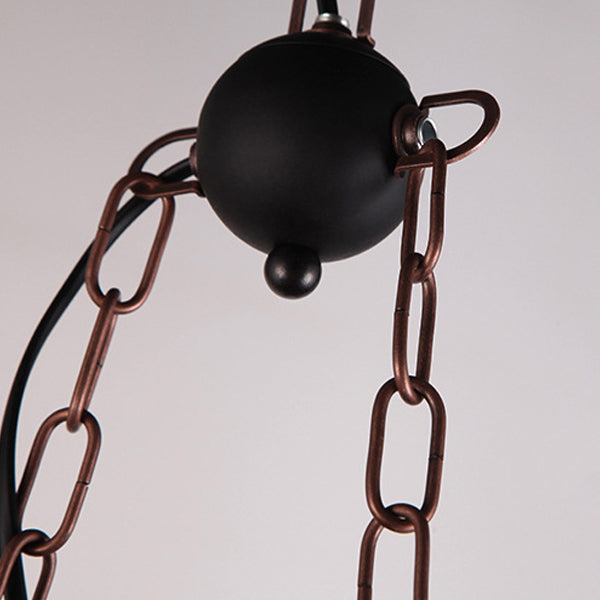 Rectangular Shape Pendant Light Modern Style Wood 6 Lights Hanging Lamp in Brown