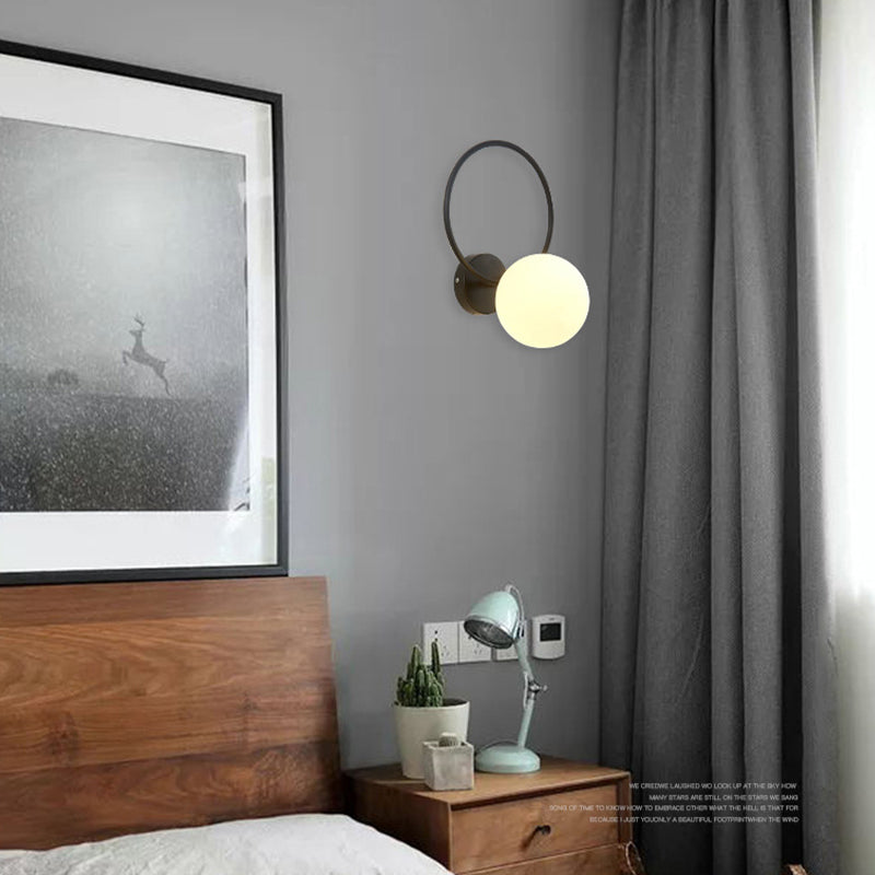 Hoop Shape Wall Sconce Modern Style Metal 6 Lights Wall Mount Lamp for Living Room